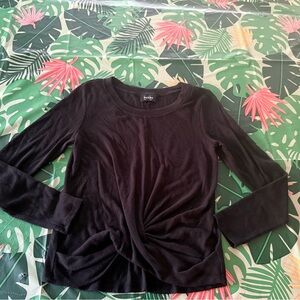 by & by Black Knotted Knit Long Sleeves Top S Small